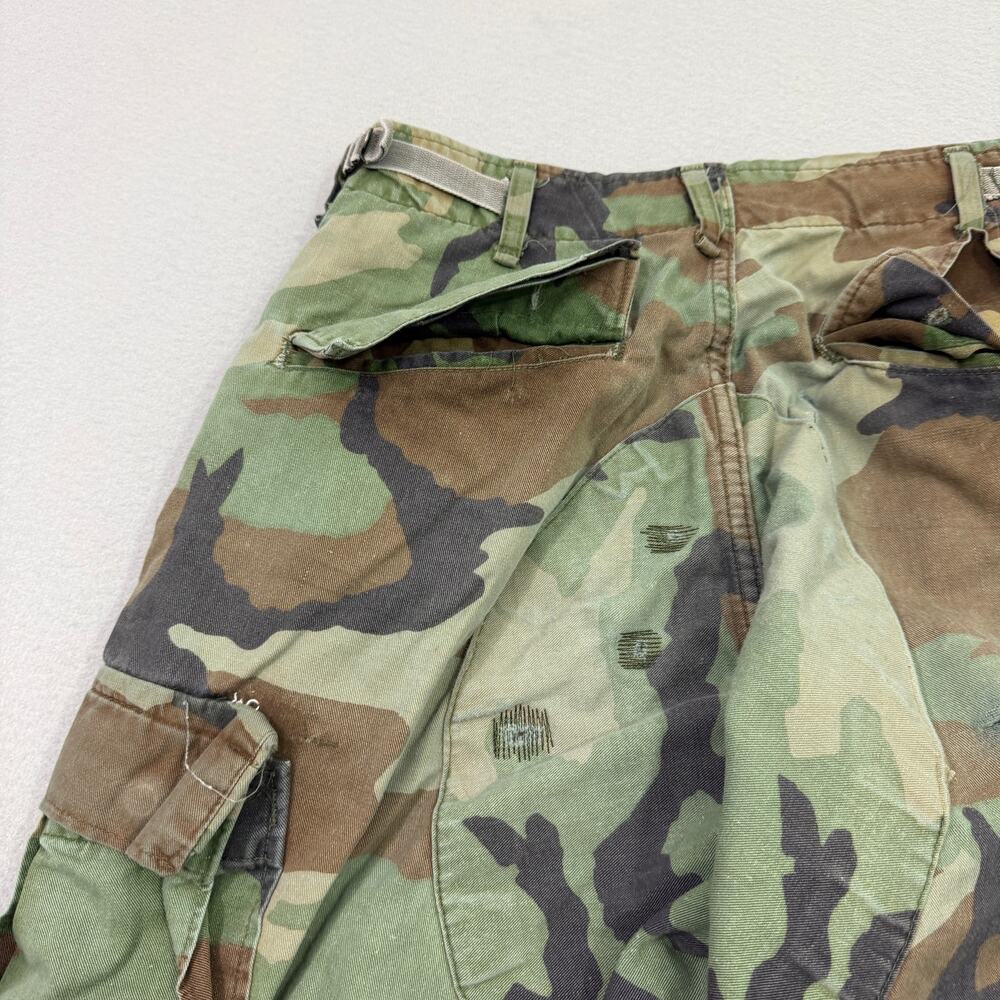 Vintage Camo Cargo Pants Small Adjustable Army Military Woodland Distressed 90s - Picture 10 of 16